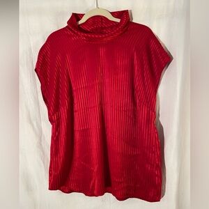 Seidel Moden red sleeveless blouse with standing collar